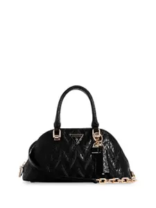 GUESS Textured PU Structured Satchel with Tasselled