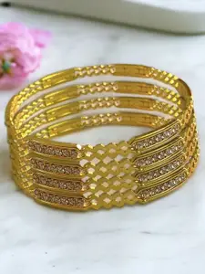 AARTISAI Set Of 4 Gold-Plated Stone Studded Traditional Bangles