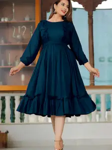 Raiyani Fashion Applique Crepe Fit & Flare Midi Dress