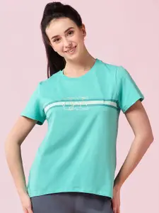 Enamor Striped Crew Neck Stretch High-Low Lounge T-Shirt