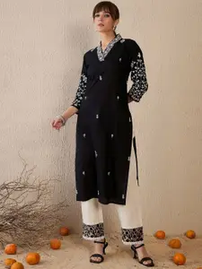 Indo Era Women Floral Embroidered Thread Work Kurta