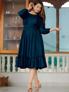 Raiyani Fashion Applique Crepe Fit & Flare Midi Dress