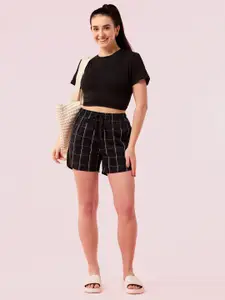 Enamor Women Checked Lounge Shorts