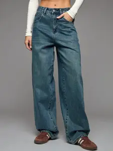 Aadvi Fashion Women Jean Flared High-Rise Low Distress Heavy Fade Stretchable Jeans