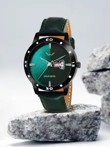 LOUIS DEVIN Men Brass Embellished Dial & Straps Analogue Watch LD-BK030-GRN