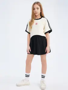DeFacto Girls Printed T-shirt with Skirt