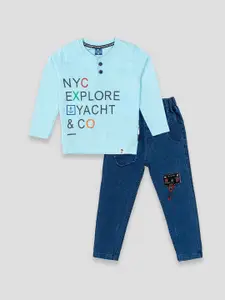 YK X JUST KiDDiNG Boys Printed T-shirt with Trousers