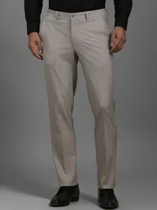 Louis Philippe Men Textured Printed Slim Fit Trousers