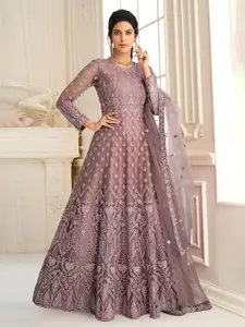 APNISHA Embellished Embroidered Net Fit & Flare Maxi Dress