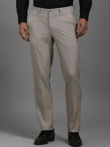 Louis Philippe Men Textured Printed Slim Fit Trousers