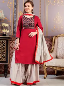 Aarika Girls Printed Mirror Work Kurta