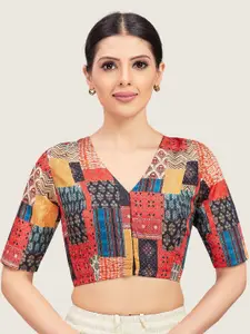 Studio Shringaar Printed V-Neck Saree Blouse