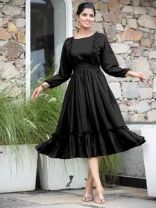 Raiyani Fashion Applique Crepe Fit & Flare Midi Dress