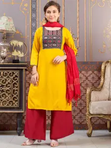 Aarika Girls Printed Thread Work Kurta