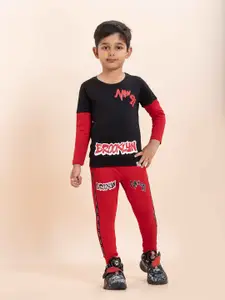 YK X JUST KiDDiNG Boys Printed T-shirt with Trousers