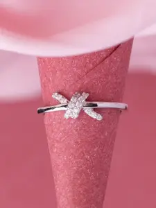 LIORA 925 Silver Jewellery Sterling Silver Rhodium Plated Adjustable Knot Ring