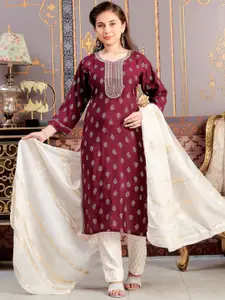 Aarika Girls Printed Thread Work Kurta