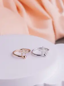 LIORA 925 Silver Jewellery Sterling Silver Rosegold Plated Wanderlust Adjustable Ring