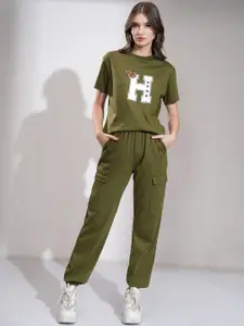 Tokyo Talkies Printed T-Shirt With Joggers Co-Ords