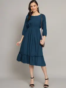 Raiyani Fashion Applique Crepe Fit & Flare Midi Dress