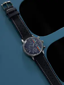 Timex Men Dial & Leather Straps Analogue Chronograph Watch TW2W99000UJ