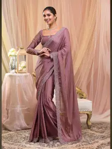 Trendmalls Embellished Beads and Stones Silk Blend Designer Saree