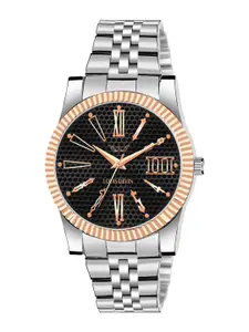 LOUIS DEVIN Men Brass Embellished Dial & Stainless Steel Bracelet Style Straps Analogue Watch LD-CP059-BLK