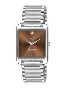 LOUIS DEVIN Men Brass Embellished Dial & Stainless Steel Bracelet Style Straps Analogue Watch