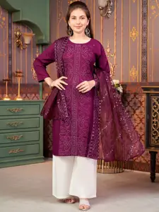 Aarika Girls Ethnic Motifs Printed Thread Work Kurta