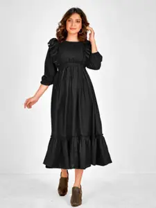 Raiyani Fashion Applique Crepe Fit & Flare Midi Dress