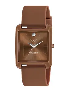 LOUIS DEVIN Men Brass Embellished Dial & Bracelet Style Straps Analogue Watch LD-G057SLC-BRWN