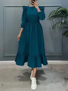 Raiyani Fashion Applique Crepe Fit & Flare Midi Dress