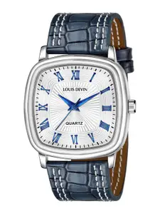 LOUIS DEVIN Men Brass Embellished Dial & Textured Straps Analogue Watch LD-G042-BLUE