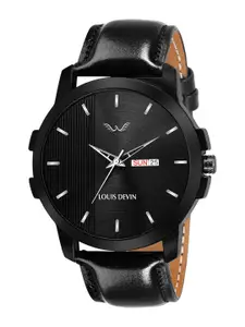 LOUIS DEVIN Men Brass Embellished Dial & Straps Analogue Watch LD-BK080-BLK