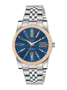 LOUIS DEVIN Men Brass Embellished Dial & Stainless Steel Bracelet Style Straps Analogue Watch LD-CP059-BLU