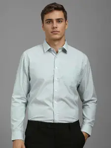 Louis Philippe Men Slim Fit Micro Checks Opaque Printed Formal Shirt