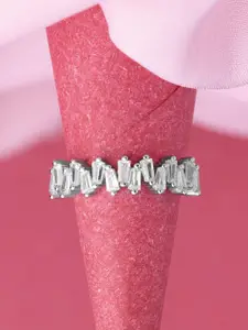 LIORA 925 Silver Jewellery Sterling Silver Rhodium Plated Criss Cross Finger Ring