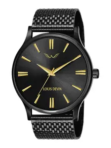 LOUIS DEVIN Men Brass Embellished Dial & Straps Analogue Watch LD-BK047-GLDBLK