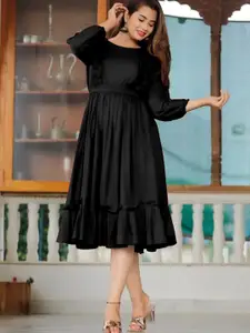 Raiyani Fashion Applique Crepe Fit & Flare Midi Dress