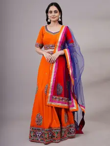 Utsav Fashion Embroidered Thread Work Ready to Wear Lehenga & Choli With Dupatta