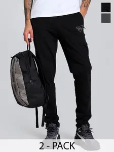 Moda Rapido Men Pack Of 2 Cotton Straight Fit Mid-Rise Track Pants