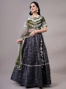 Utsav Fashion Embroidered Mirror Work Shibori Ready to Wear Lehenga & Choli With Dupatta