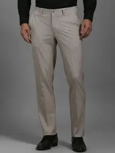 Louis Philippe Men Textured Printed Slim Fit Trousers