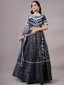 Utsav Fashion Embroidered Mirror Work Shibori Ready to Wear Lehenga & Choli With Dupatta