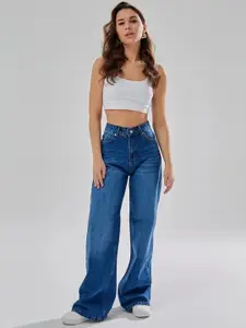 Aadvi Fashion Women Jean High-Rise Low Distress Light Fade Stretchable Jeans - Baggy