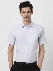 Peter England Men Horizontal Stripes Opaque Checked Formal Shirt