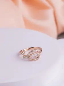LIORA 925 Silver Jewellery Sterling Silver Rosegold Plated Adjustable Finger Ring