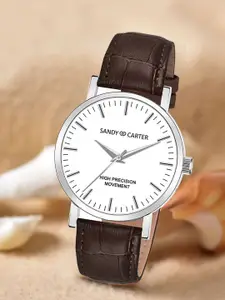 Sandy D Carter Men Printed Dial & Leather Straps Analogue Watch Sandy D Carter-233G-BR