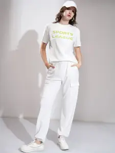 Tokyo Talkies Printed Round Neck T-shirt With Joggers Co Ords