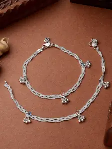 ANIKAS CREATION Silver-Plated Anklet